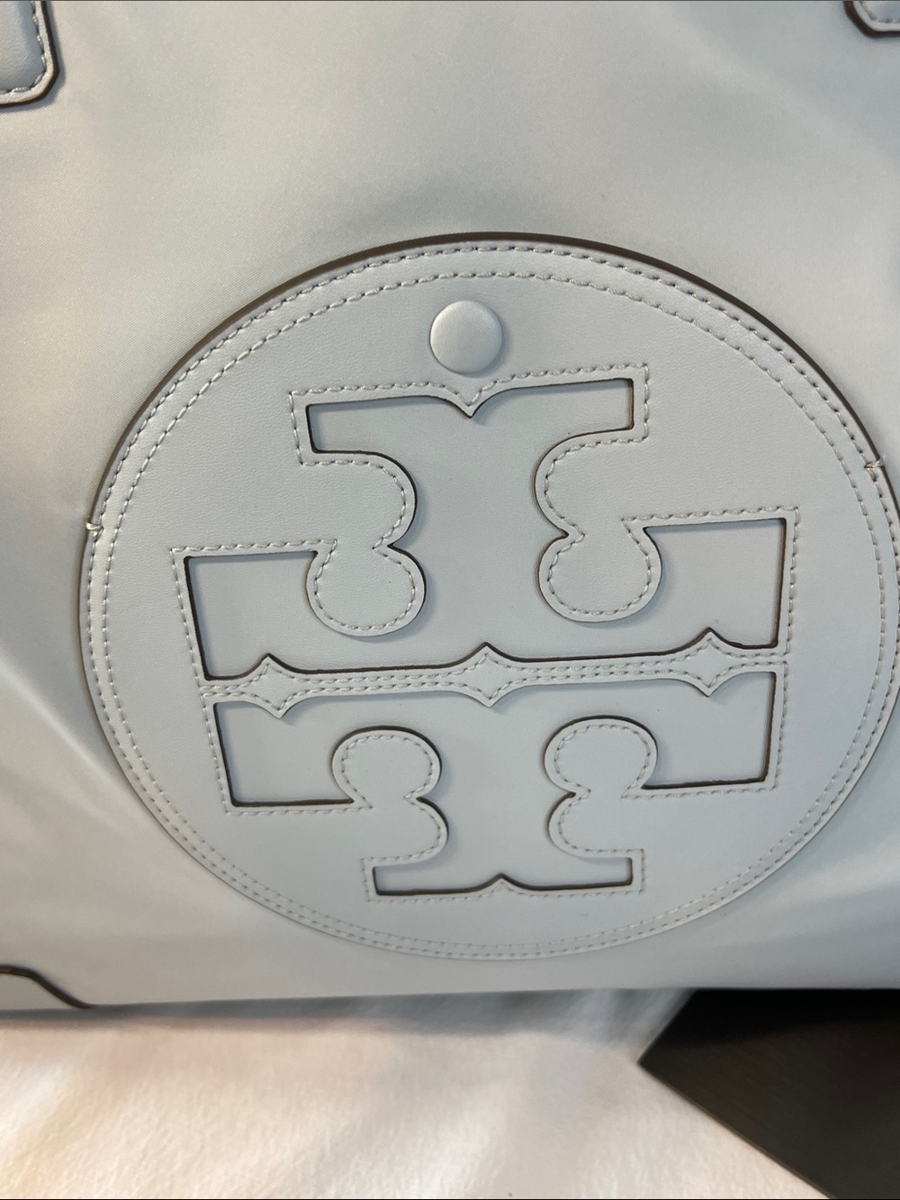Tory Burch Ella Nylon Tote Light Blue Large Logo Tote Bag - Picture 8 of 14